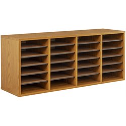 Safco Medium Oak 24 Compartment Wood Adjustable File Organizer