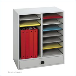 Safco Grey Wood Adjustable 14 Compartment File Organizer with Drawer