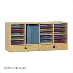 Safco Medium Oak Wood Adjustable 20 Compartment File Organizer with Drawer