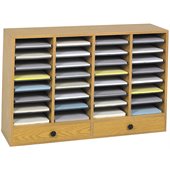 Safco Medium Oak Wood Adjustable 32 Compartment File Organizer with Drawer