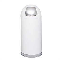 Safco White Push Door Dome Top Receptacles