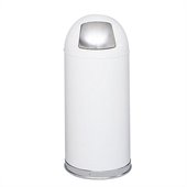 Safco White Push Door Dome Top Receptacles
