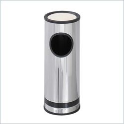 Safco Reflections 3 Gallon Chrom and Black Ash N' Trash Receptacle