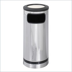 Safco Reflections 12 Gallon Chrome and Black Ash N' Trash Receptacle
