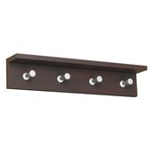 Safco Contempo Wood 4 Hook Wall Coat Rack in Mahogany