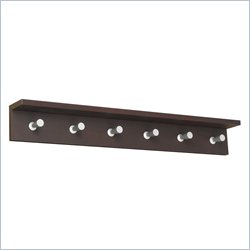 Safco Contempo Wood 6 Hook Wall Coat Rack in Mahogany