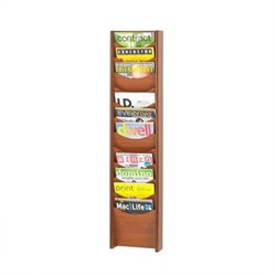 Safco 12-Pocket Wood Magazine Rack in Cherry