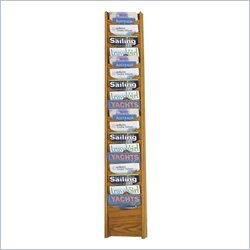 Safco 18-Pocket Wood Magazine Rack in Medium Oak