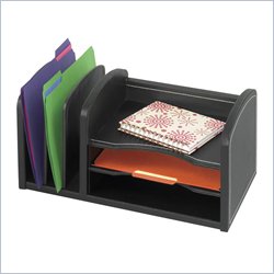 Safco Leather Look Organizer 3 Shelves and 3 Slots in Black