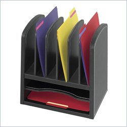 Safco Leather Look  Organizer 2 Shelves and 6 Slots in Black