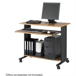 Safco M+�+�V 35 Fixed Height medium Oak Wood Workstation with Black Uber Big and Tall High Back Task Chair