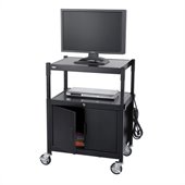 Safco Steel Adjustable AV Cart With Cabinet in Black 