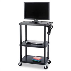 Safco Plastic AV Adjustable TV Cart in Black