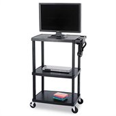 Safco Plastic AV Adjustable TV Cart in Black 