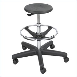 Safco Soft-Tough Workbench Height Black Drafting Stool with Footrest