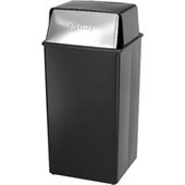 Safco Reflections 35 Gallon Push Top Receptacle in Black