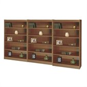 Safco WorkSpace Five Shelf Square-Edge Wall Bookcase in Medium Oak