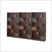 Safco WorkSpace Six Shelf Radius Edge Wall Bookcase in Mahogany