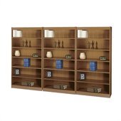Safco WorkSpace 72H Six Shelf Square-Edge Wall Bookcase in Medium Oak