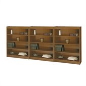 Safco WorkSpace 48H Four Shelf Square-Edge Wall Bookcase in Medium Oak