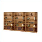 Safco WorkSpace Five Shelf Radius Edge Wall Bookcase in Medium Oak