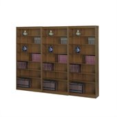 Safco WorkSpace 84H Seven Shelf Square-Edge Wall Bookcase in Walnut