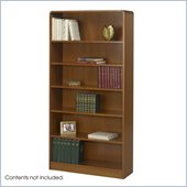 Safco 6-Shelf Radius-Edge Veneer Bookcase in Medium Oak