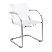 Safco Flaunt Guest Chair White Leather in White