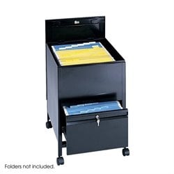 Safco Locking Mobile Legal Size Tub File with Drawer in Black