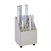 Safco 20 Compartment Wood Mobile Roll Files Organizer in Putty 