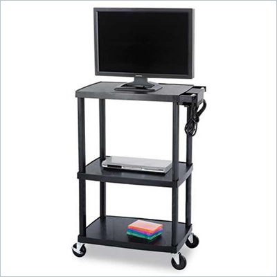 Safco Plastic AV Adjustable TV Cart in Black 