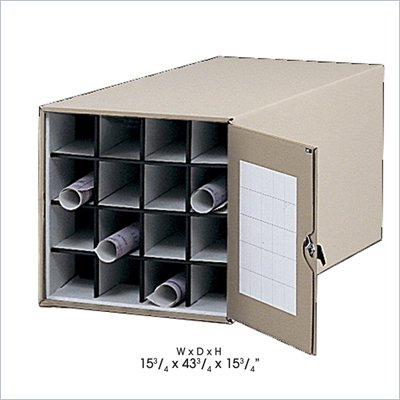 Safco Corrugated Large 16 Compartment Roll Files Metal Cabinet in Tropic Sand