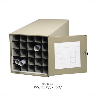 Safco Corrugated Medium 25 Compartment Metal Roll Files Wood Storage in Tropic Sand 