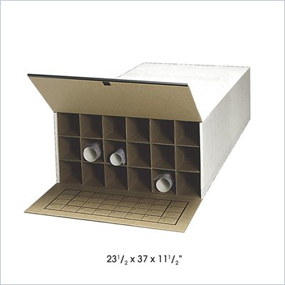Safco Medium Tube-Stor KD 18 Compartment Wood Roll Files Cabinet in White (Set of 2)
