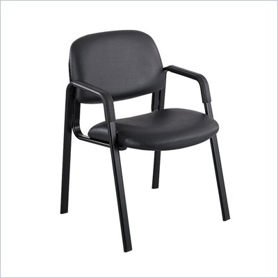 Safco Cava Straight Leg Stacking Chair in Black Vinyl