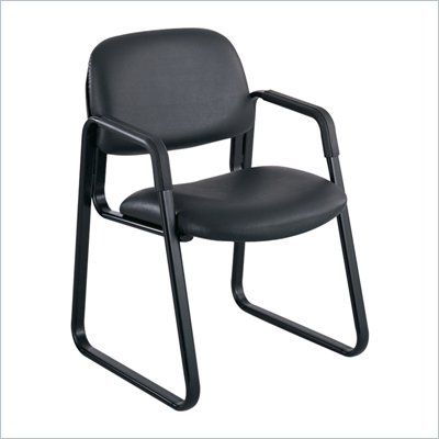 Safco Cava Urth Sled Base Guest Chair in Black Vinyl