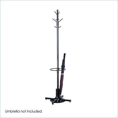 Safco Black Standing Coat Rack with Umbrella Stand