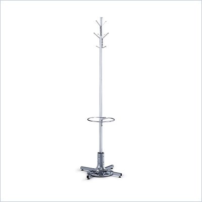 Safco Chrome Standing Coat Rack with Umbrella Stand