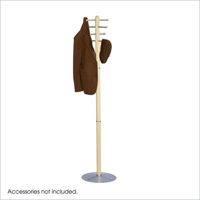 Safco Medium Standing Oak Wood Coat Rack