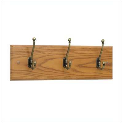 Safco 3 Hook Wood Wall Coat Rack in Medium Oak (Set of 6)