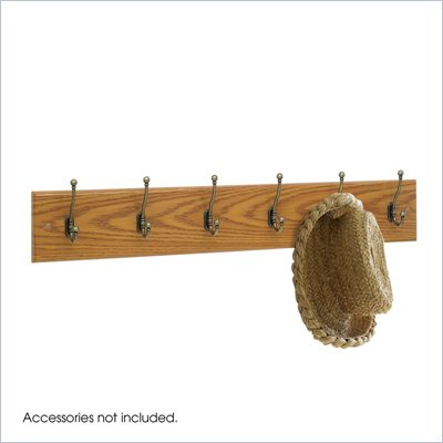 Safco 6 Hook Wood Wall Coat Rack in Medium Oak (Set of 6)