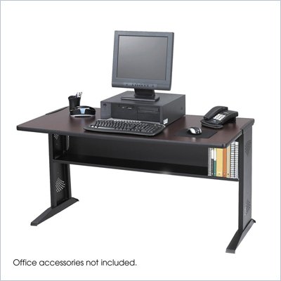 Safco 48" Reversible Top Wood Computer Desk Credenza in Mahogany and Oak