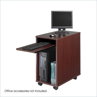 Safco Desk-Side Mini Wood Workstation in Mahogany