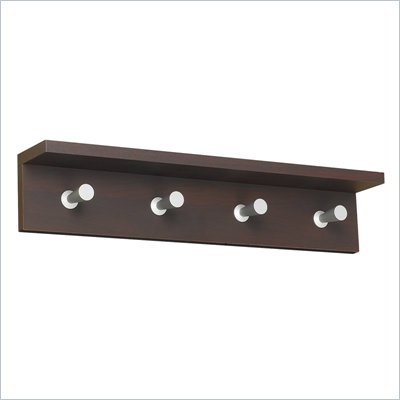 Safco Contempo Wood 4 Hook Wall Coat Rack in Mahogany