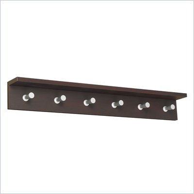 Safco Contempo Wood 6 Hook Wall Coat Rack in Mahogany