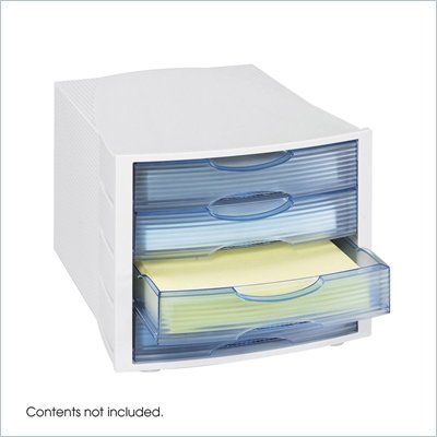 Safco 4 Drawer Plastic Flat Files Organizer in Gray (Set of 4)