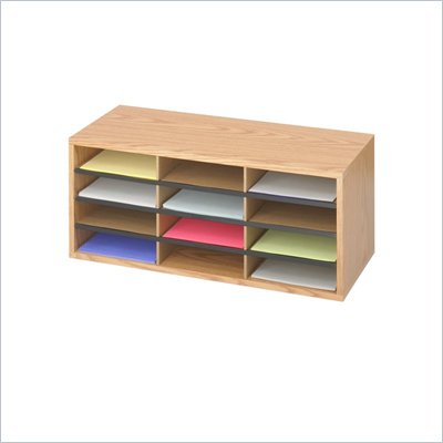 Safco Medium Oak Wood/Corrugated 12 Compartment Mail Organizer