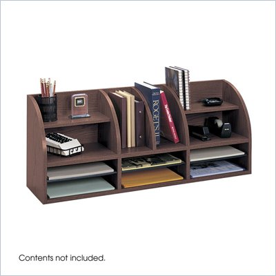Safco Mahogany 38"W Radius Front Desk Top Organizer