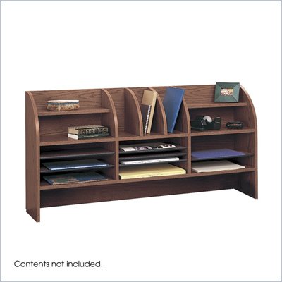 Safco Mahogany 47"W Radius Front Desk Topper
