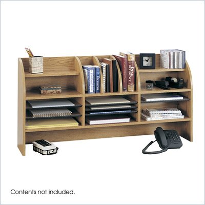 Safco Medium Oak 47"W Radius Front Desk Topper